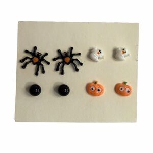 Set of 4 Pairs of Halloween Themed Stud Earrings